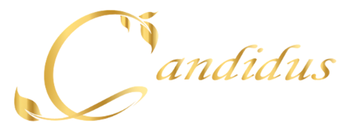 Gold logo with the word 'Candidus' on a white background